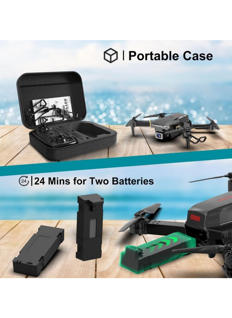Generic - E88 4K HD Foldable Drone with 2 Batteries, Four-Sided Obstacle Avoidance, and Four-Axis Remote Control - Image 1