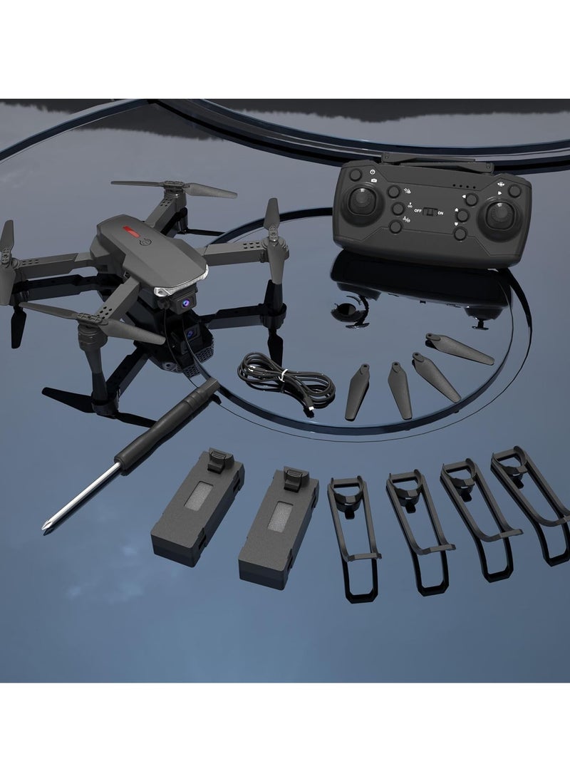Generic - E88 4K HD Foldable Drone with 2 Batteries, Four-Sided Obstacle Avoidance, and Four-Axis Remote Control - Image 1