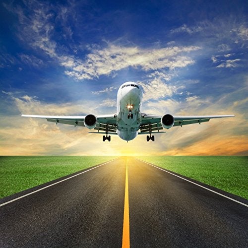 Yeele 6x6ft Aerodrome Aeroplane Flight Photography Background Vinyl Aviation Runway Plane Take-Off Blue Sky White Cloud Fly Travel Photo Backdrops Holiday Traveling Photo Shoot Studio Props - Image 2