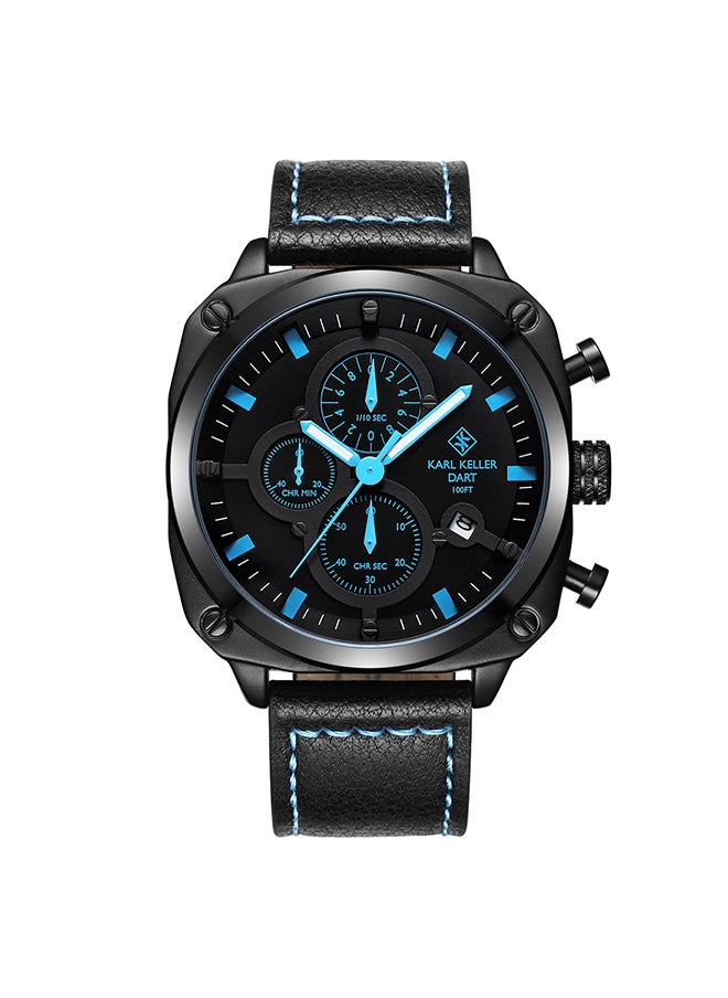 KARL KELLER Men's Chronograph Square Shape Leather Wrist Watch KKFJ9605 - 44 Mm  - Image 1