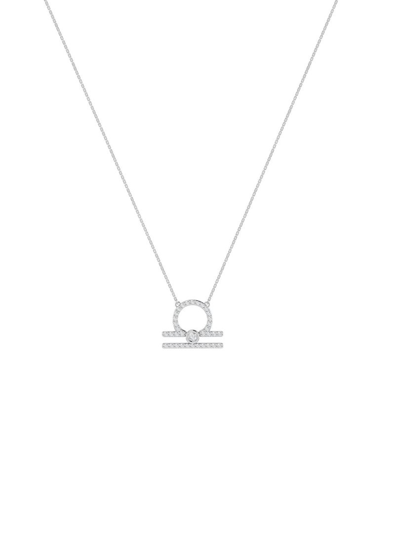 Capri Gold 18K White Gold Libra Zodiac Sign Necklace with Diamonds