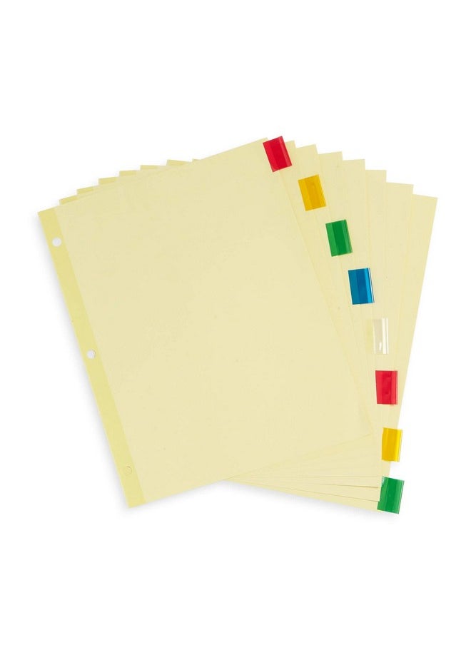 Blue Summit Supplies 8-Tab Binder Dividers, Manila Paper With Insertable Colored Plastic Tabs, Reinforced 3 Ring Dividers With Perforated Paper Tab Inserts, 48 Sets  - Image 2