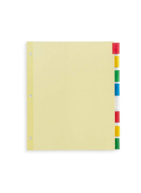 8-Tab Binder Dividers, Manila Paper With Insertable Colored Plastic Tabs, Reinforced 3 Ring Dividers With Perforated Paper Tab Inserts, 48 Sets