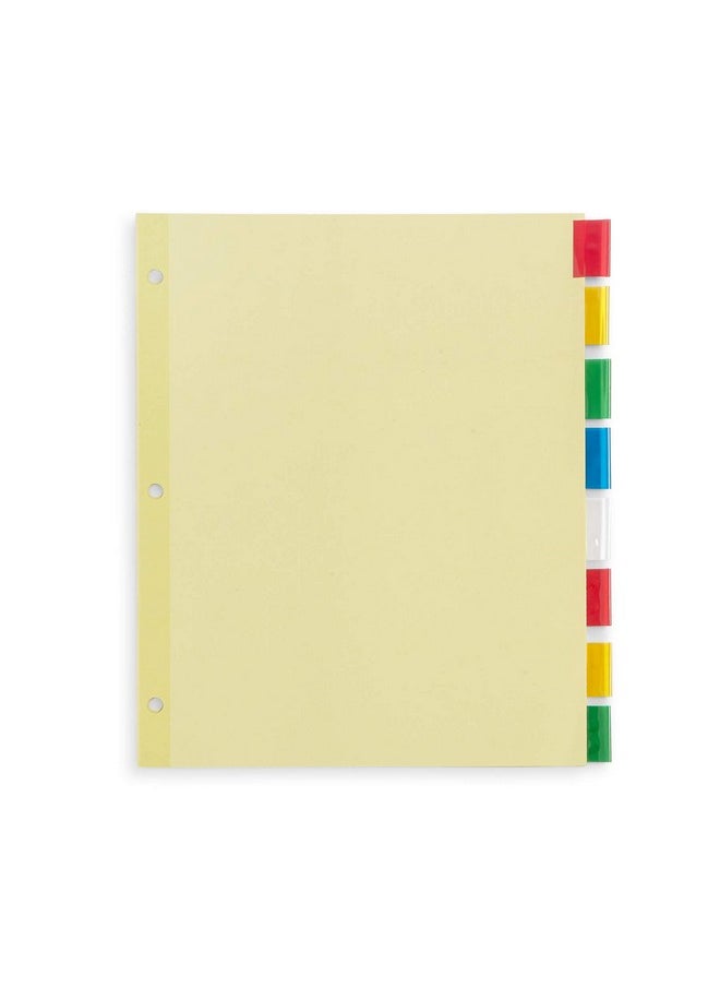 Blue Summit Supplies 8-Tab Binder Dividers, Manila Paper With Insertable Colored Plastic Tabs, Reinforced 3 Ring Dividers With Perforated Paper Tab Inserts, 48 Sets  - Image 1