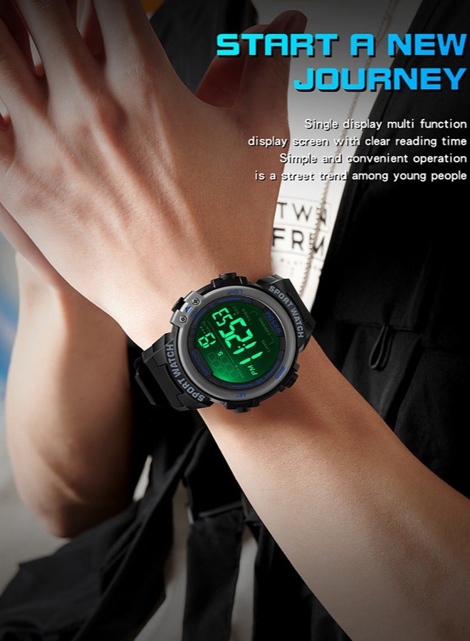 Sanda Unisex Outdoor Glow-In-The-Dark Waterproof Watch With Alarm Clock 2140 Biack - Image 5