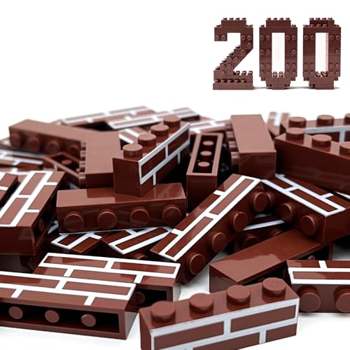 TZBTSTEAM 200PCS Classic Wall Building Bricks 1x4 Brown Color Compatible with Lego Part ABS material Creative Building Sets for Home School DIY STEM Projects Construction Toy for Kid Age 6 7 8 9 10 11 12 - Image 1