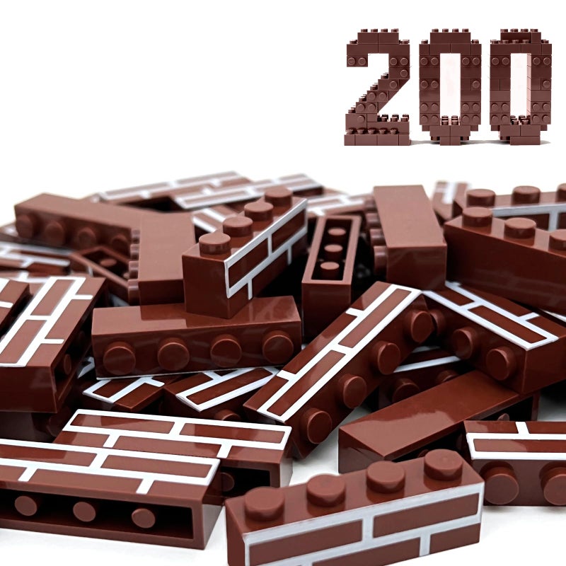 TZBTSTEAM 200PCS Classic Wall Building Bricks 1x4 Brown Color Compatible with Lego Part ABS material Creative Building Sets for Home School DIY STEM Projects Construction Toy for Kid Age 6 7 8 9 10 11 12 - Image 3
