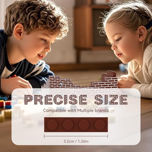 TZBTSTEAM 200PCS Classic Wall Building Bricks 1x4 Brown Color Compatible with Lego Part ABS material Creative Building Sets for Home School DIY STEM Projects Construction Toy for Kid Age 6 7 8 9 10 11 12 - Image 5