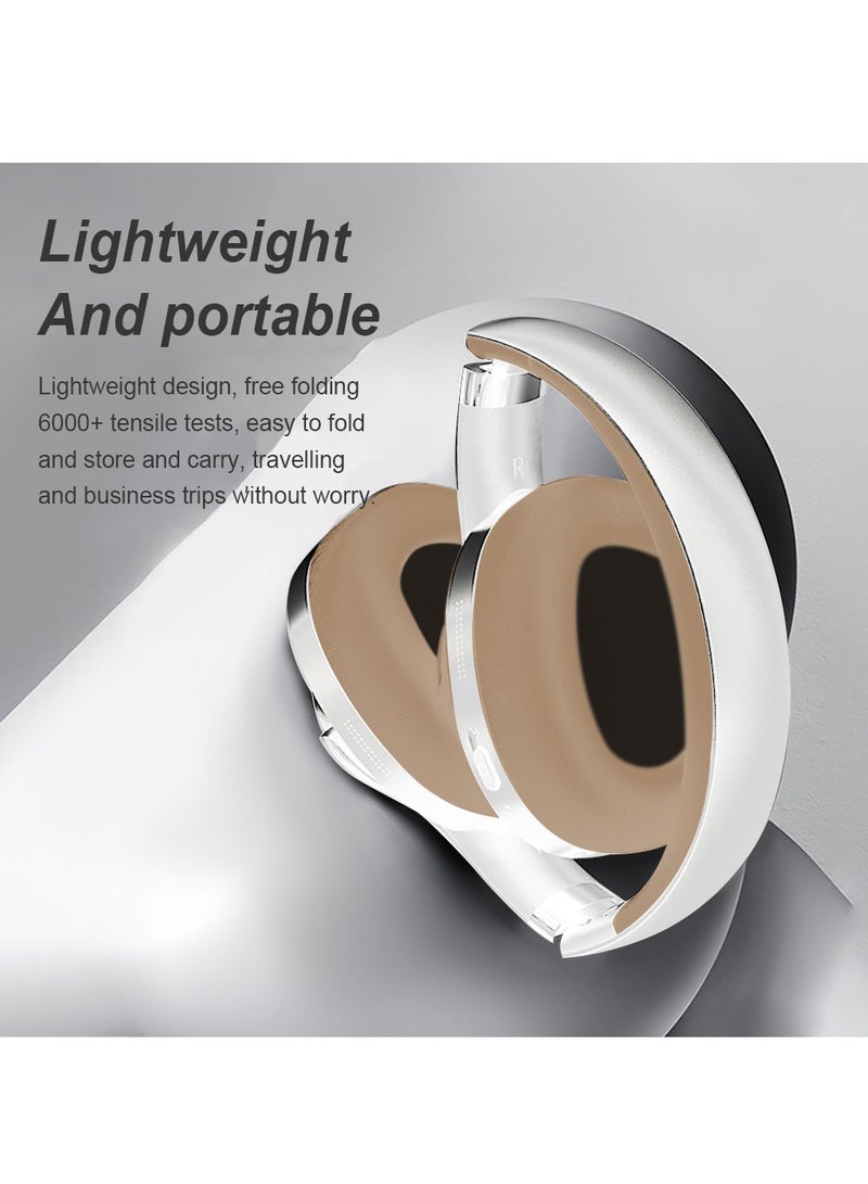 فلاشهوك سماعات رأس لاسلكية ANC فوق الأذن مع بلوتوث 5.4 وعمر بطارية يصل إلى 50 ساعة - فضي/بني - Image 5