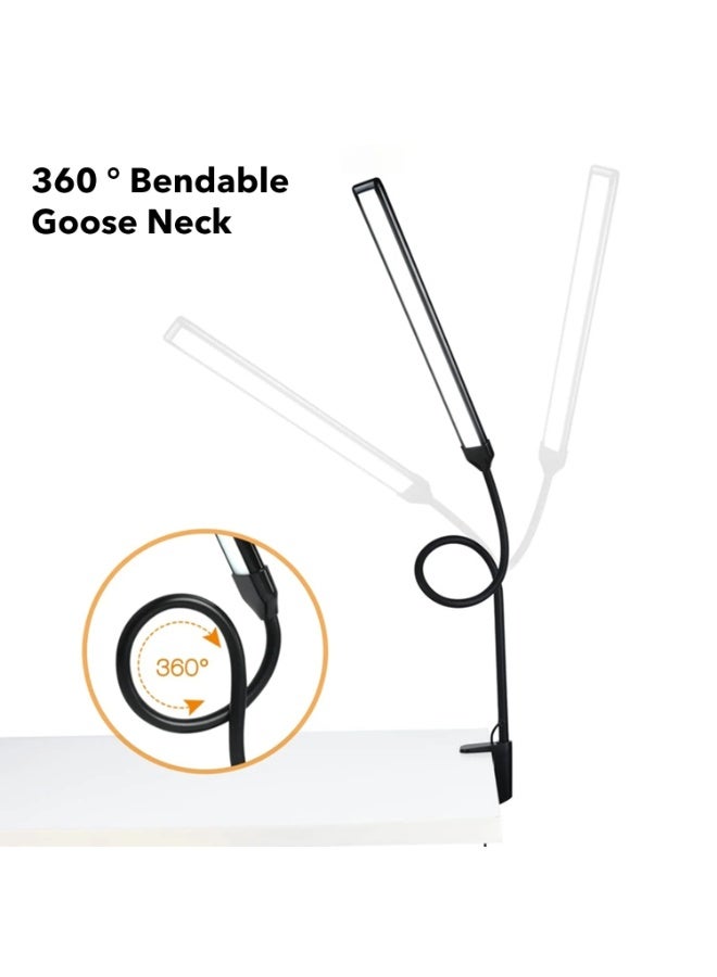 Led Desk Lamp for Home Office, Eye-Caring Desk Light with Clamp, Clip on Light for Reading, 3 Modes 10 Brightness, Flexible Gooseneck, Memory Function, Study, Work, Draw - Image 4