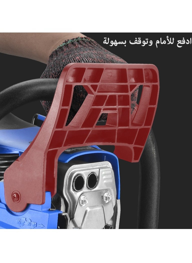 GearZone - 20 Inch Handheld High Power Gasoline/Petrol Chainsaw Including 2 Chains and Other Accessories For Cutting Trees, Wood, & Logs-Blue Color - Image 1