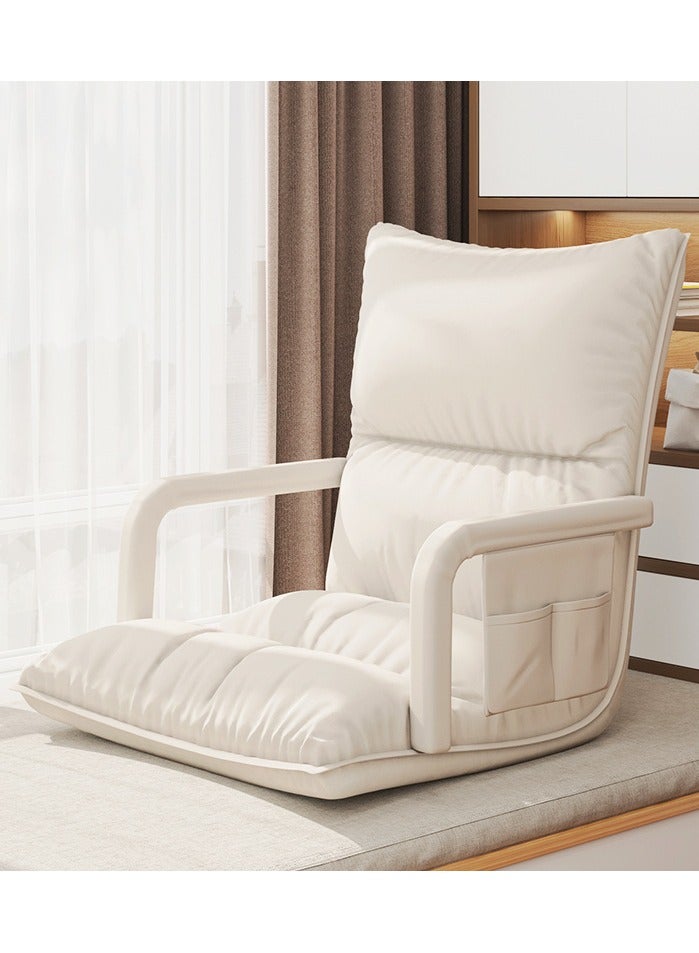 شو وو سرير أريكة كسول قابل للطي، كرسي استرخاء أرضي قابل للتعديل في 6 أوضاع، مع مسند ذراع مبطن وكرسي استرخاء للألعاب للقراءة وغرفة المعيشة وغرفة النوم والداخل - Image 1