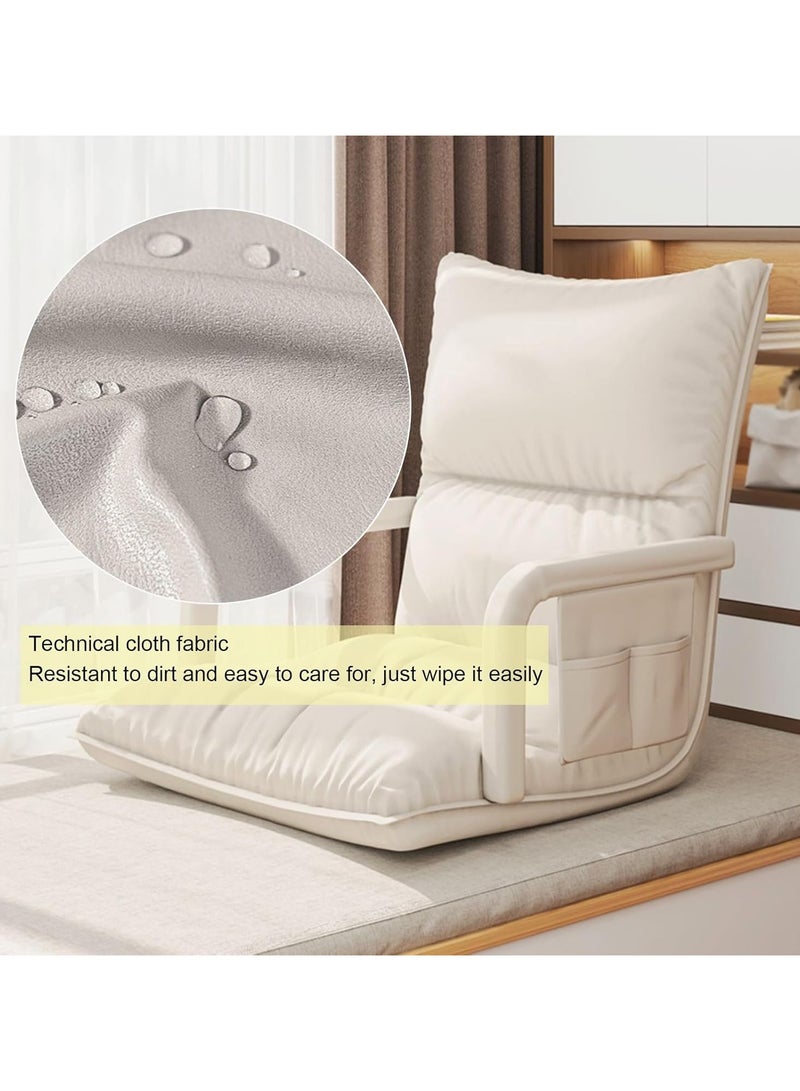 شو وو سرير أريكة كسول قابل للطي، كرسي استرخاء أرضي قابل للتعديل في 6 أوضاع، مع مسند ذراع مبطن وكرسي استرخاء للألعاب للقراءة وغرفة المعيشة وغرفة النوم والداخل - Image 5