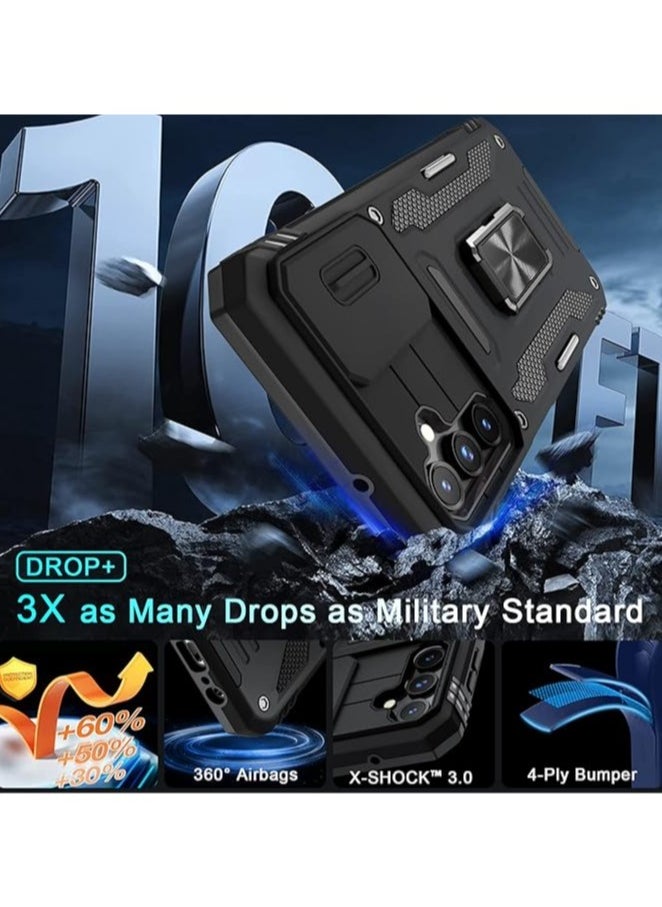 TEAM LUXURY - Samsung Galaxy S24Plus Case, Slide Camera Cover, Built in Rotate Ring Kickstand, Heavy Duty Shockproof Protective Case - Image 1