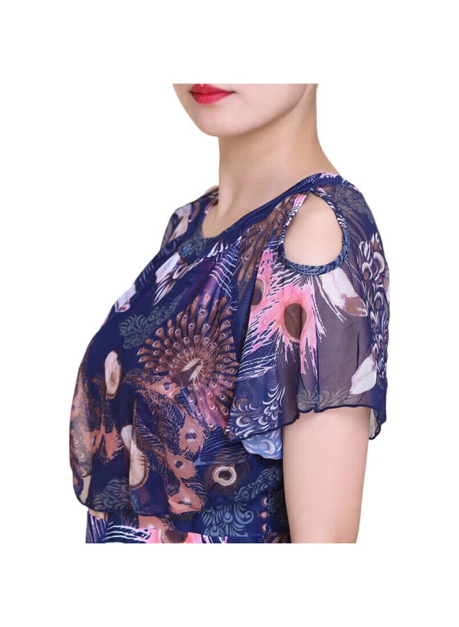 Skin-friendly Middle-Aged Conservative Two-Piece Swimsuit For Women, Skirt-Style Boyshorts, Tummy Control, Slimming, For Middle-Aged And Elderly Women, Plus Size, Hot Spring Swimwear - Image 1