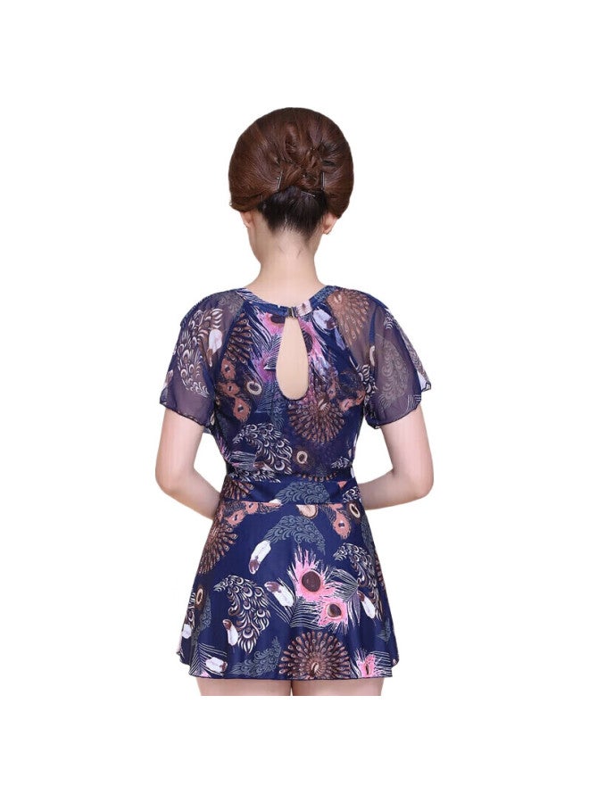 Skin-friendly Middle-Aged Conservative Two-Piece Swimsuit For Women, Skirt-Style Boyshorts, Tummy Control, Slimming, For Middle-Aged And Elderly Women, Plus Size, Hot Spring Swimwear - Image 2