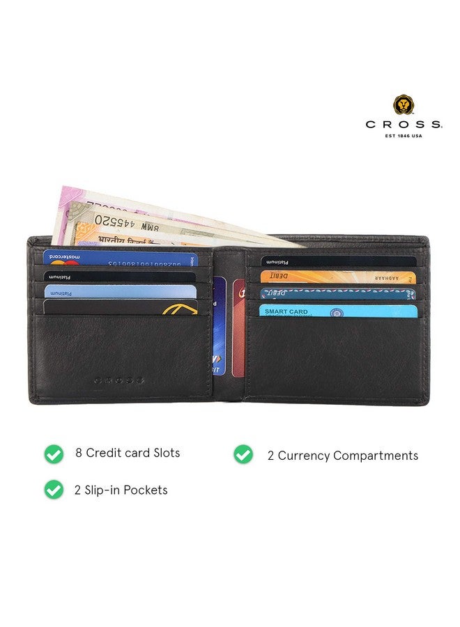 Cross Cross Black Men's Wallet Stylish Genuine Leather Wallets for Men Latest Gents Purse with Card Holder Compartment (AC018121B)  - Image 2