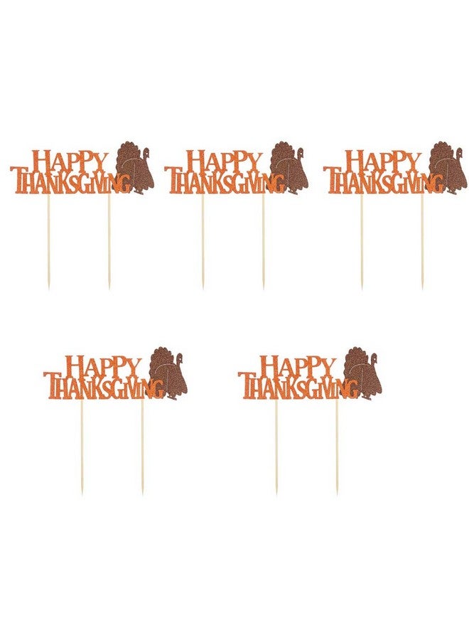 BinaryABC Happy Thanksgiving Cake Topper Cake Picks,Thanksgiving Cake Decorations Party Supplies, Fall Themed Party Decoration,5Pcs - Image 1