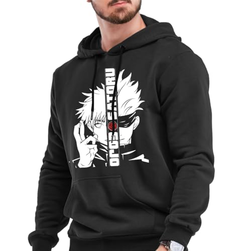 DUDEME Jujutsu Kaisen Gojo Satoru Unisex Anime Hoodie for Men & Women 100% Cotton Naruto, Jujutsu Kaisen, Goku, Gojo, Bleach Anime Printed - | AM -034 | Black | Hoodie | XL - Image 4