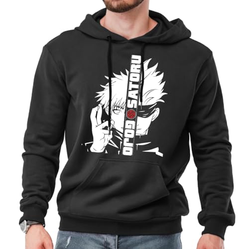 DUDEME Jujutsu Kaisen Gojo Satoru Unisex Anime Hoodie for Men & Women 100% Cotton Naruto, Jujutsu Kaisen, Goku, Gojo, Bleach Anime Printed - | AM -034 | Black | Hoodie | XL - Image 2