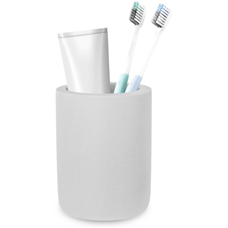 Diatomite Toothbrush Holder BOJDOPIE Water Absorption Quick Drying Bathroom Countertop Organizer Stand Cup for Toothpaste Makeup Brushes Razors Light Grey