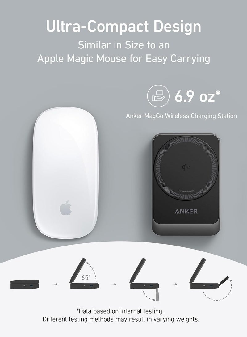 Anker MagSafe Charger Compatible, MagGo 3-in-1 Wireless Charging Station, Qi2 Certified 15W Wireless Stand, Apple Watch Charger for MagSafe, For iPhone 15, AirPods (40W USB C Charger Included) - - Image 3