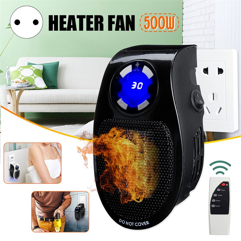 500W heaters for indoor use, portable heater, wall mounted heater with adjustable thermostat timer, small space heater, small portable space heater - Image 2