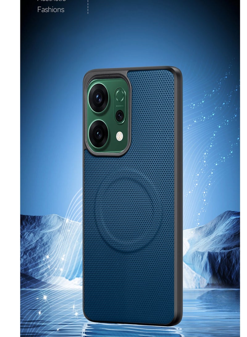 دبليو تيك غطاء أوppo رينو 14 / أوppo رينو 14 برو 5G 2025 بح_texture مميز من الأراميد، غطاء مغناطيسي مصمم لنظام ماغسيف (MCMPMN) - أزرق داكن - Image 4