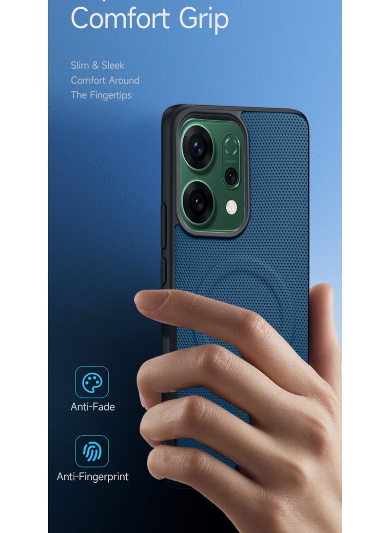 دبليو تيك غطاء أوppo رينو 14 / أوppo رينو 14 برو 5G 2025 بح_texture مميز من الأراميد، غطاء مغناطيسي مصمم لنظام ماغسيف (MCMPMN) - أزرق داكن - Image 2