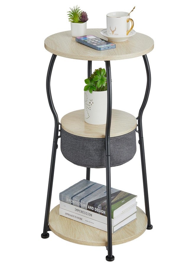 ZEXVIDA Round End Table with Storage Bag Shelves for Living Room Black - Image 1