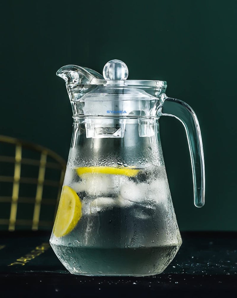Syanka Premium Glass Water Jug - 1.3 LTR, Transparent, Hot Cold Water Pitcher with Lid Water Jug, Iced Tea, Milk and Juice Beverage Carafe, Lemon Jug (1.30 liters) - Image 4