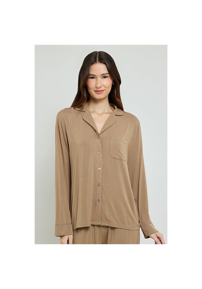 R&B Solid Lapel Collar Pyjama Set - Image 5