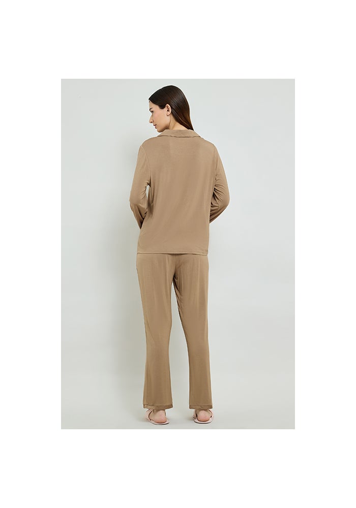 R&B Solid Lapel Collar Pyjama Set - Image 4