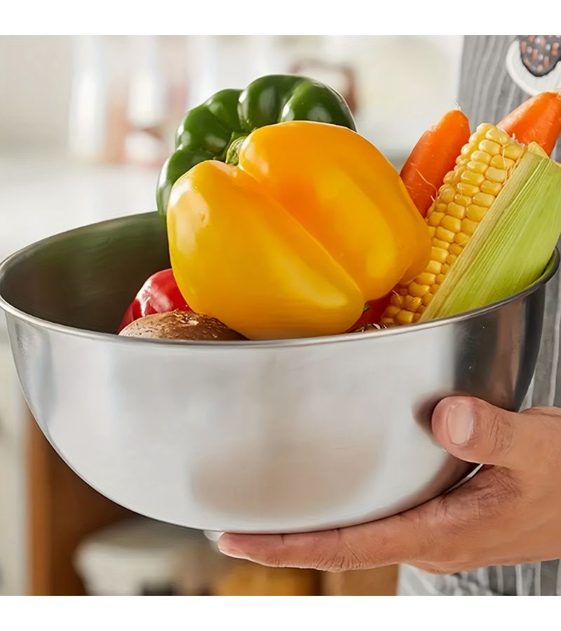 Set Of 3 Stainless Steel Mixing Bowls With Measurement Marks For Home Use Thickened For Mixing Kneading Eggs Salads And Baking - Image 4