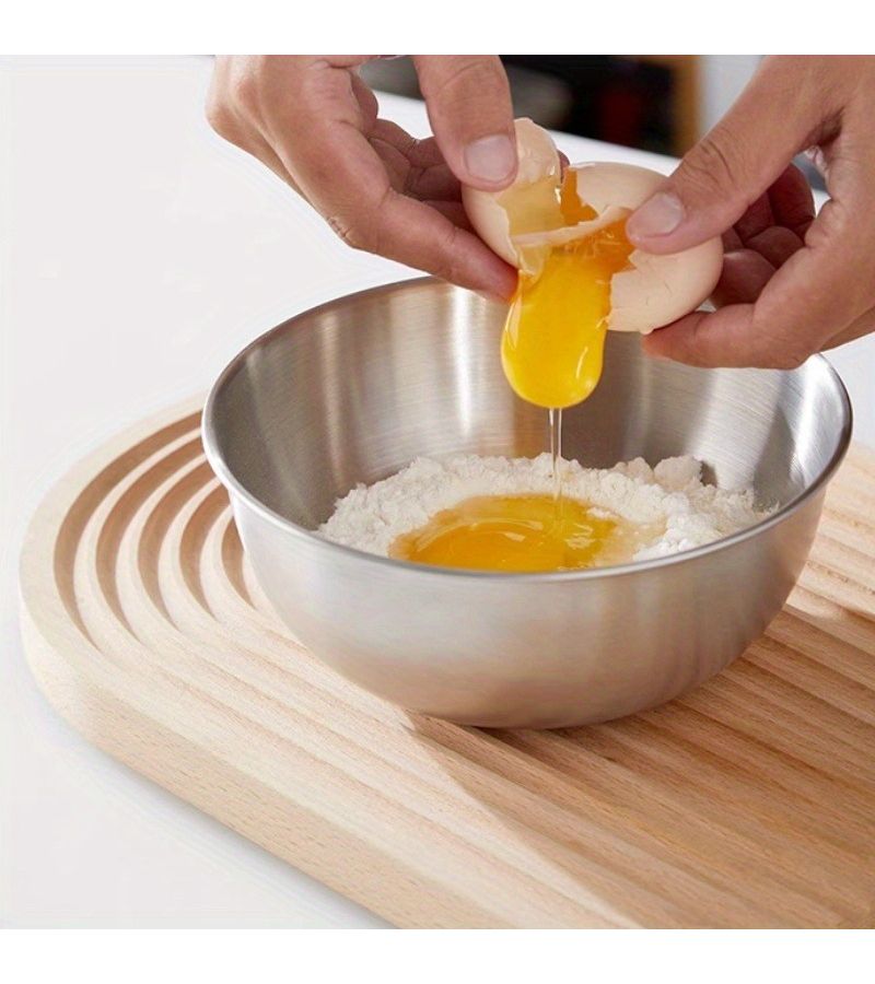 Set Of 3 Stainless Steel Mixing Bowls With Measurement Marks For Home Use Thickened For Mixing Kneading Eggs Salads And Baking - Image 5