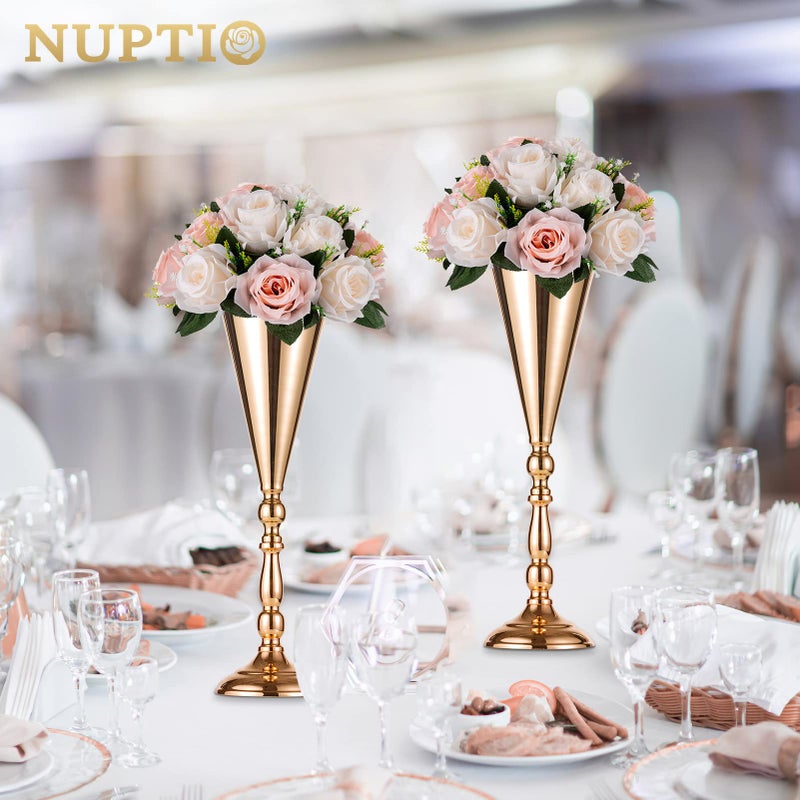 NUPTIO كرات زهرة Nuptio لركوب الزفاف - 10 أجهزة كمبيوتر 9.5 بوصة قطرها زهرة الاصطناعية ترتيب بوكيه خوخي الوردي والكريمي أبيض مزيف زهور الحفلات المركزية لحفلات الزفاف - Image 2