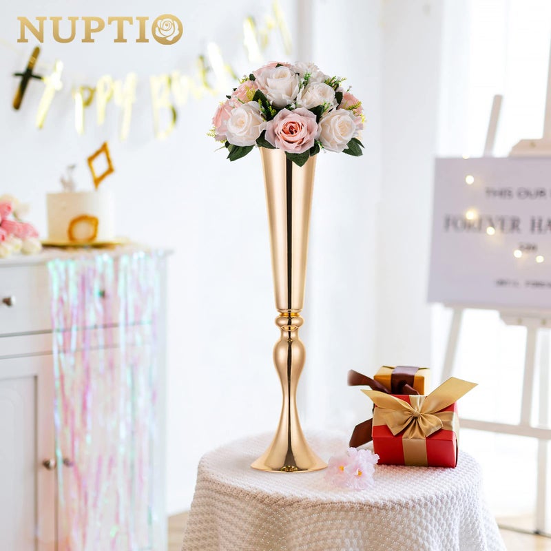 NUPTIO كرات زهرة Nuptio لركوب الزفاف - 10 أجهزة كمبيوتر 9.5 بوصة قطرها زهرة الاصطناعية ترتيب بوكيه خوخي الوردي والكريمي أبيض مزيف زهور الحفلات المركزية لحفلات الزفاف - Image 3