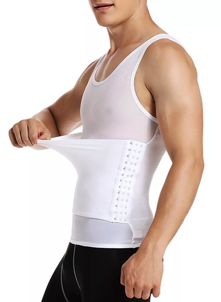 DubaiGallery Men Waist Trimmer Shapewear Tank Tops for Sports - Tight Breathable Compression Shirts Hooks Undershirt Weight Loss  - Image 1