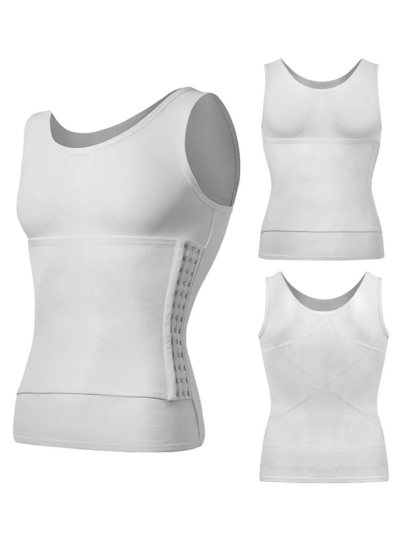 DubaiGallery Men Waist Trimmer Shapewear Tank Tops for Sports - Tight Breathable Compression Shirts Hooks Undershirt Weight Loss  - Image 4