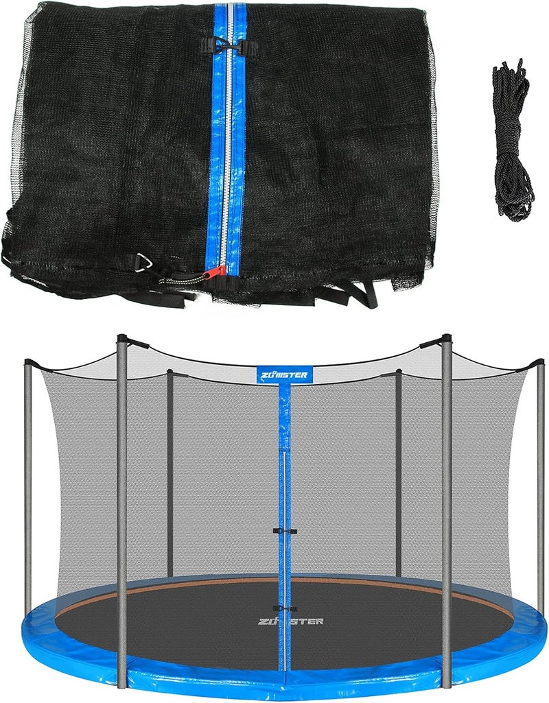 Zoomster 15FT Trampoline Replacement Safety Enclosure Net for 6 Straight Poles - Breathable and Weather-Resistant - Image 1