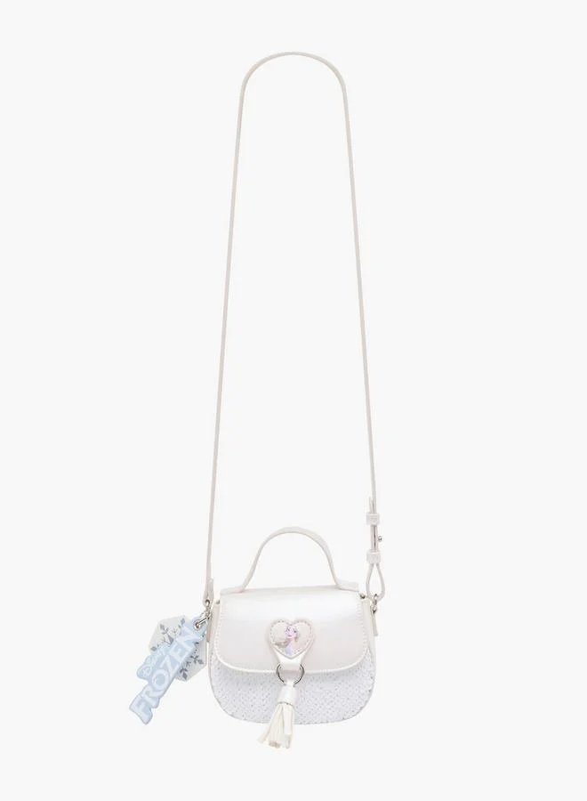 Disney WHITE Elsa Applique Crossbody Bag With Flap Closure for Women | Best Price UAE