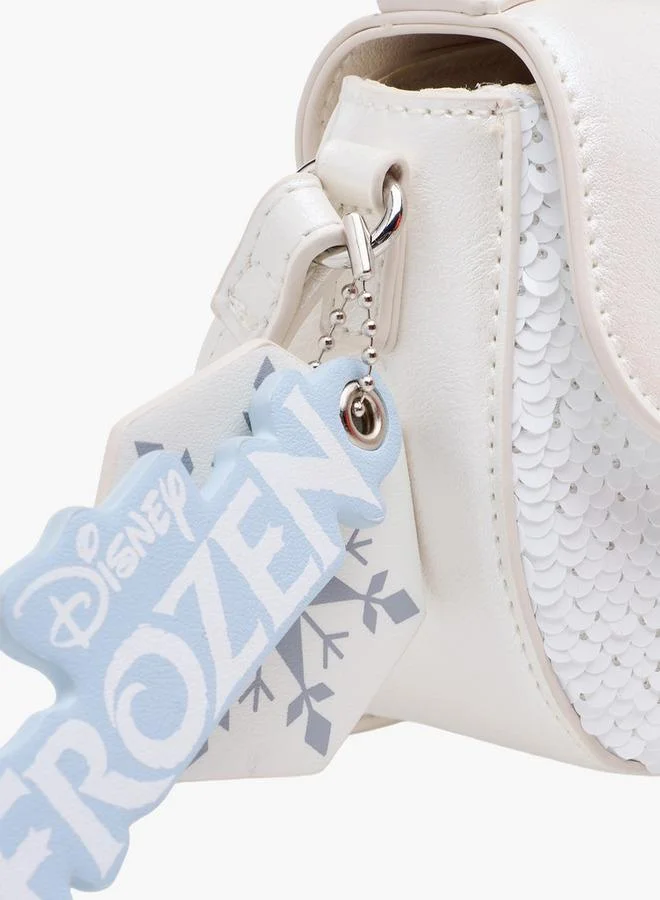 Disney WHITE Elsa Applique Crossbody Bag With Flap Closure for Women | Best Price UAE