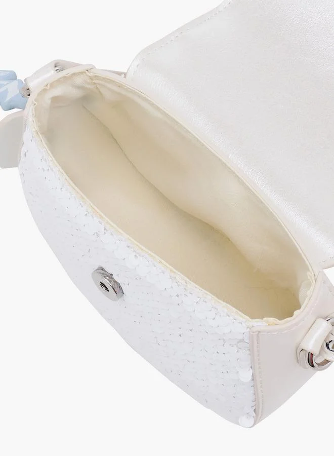 Disney WHITE Elsa Applique Crossbody Bag With Flap Closure for Women | Best Price UAE