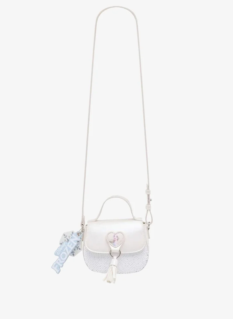 Disney WHITE School Crossbody Bag With Elsa Applique - 12x6x14 CM for Women | Best Price UAE
