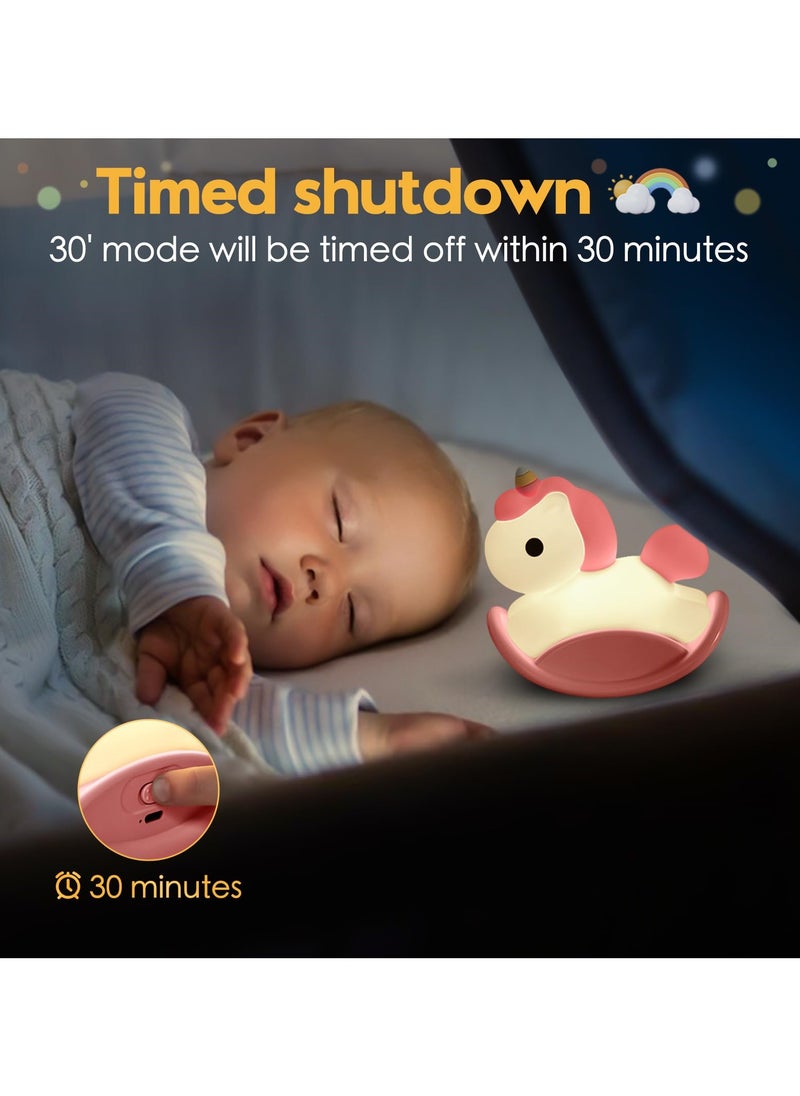 SYOSI Unicorn Night Light for Kids, USB Charging, Touch Control, Dimmable Baby Light, Cute Silicone Nursery Night Lamp, Ideal Gift for Girls and Boys  - Image 4