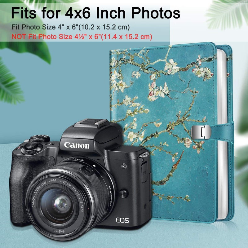 Fintie Fintie Photo Album 4x6 Photos - 112 Photos Premium Vegan Leather Cover with Snap Fastener  Portable Wallet Photo Albums (Blossom) - Image 4