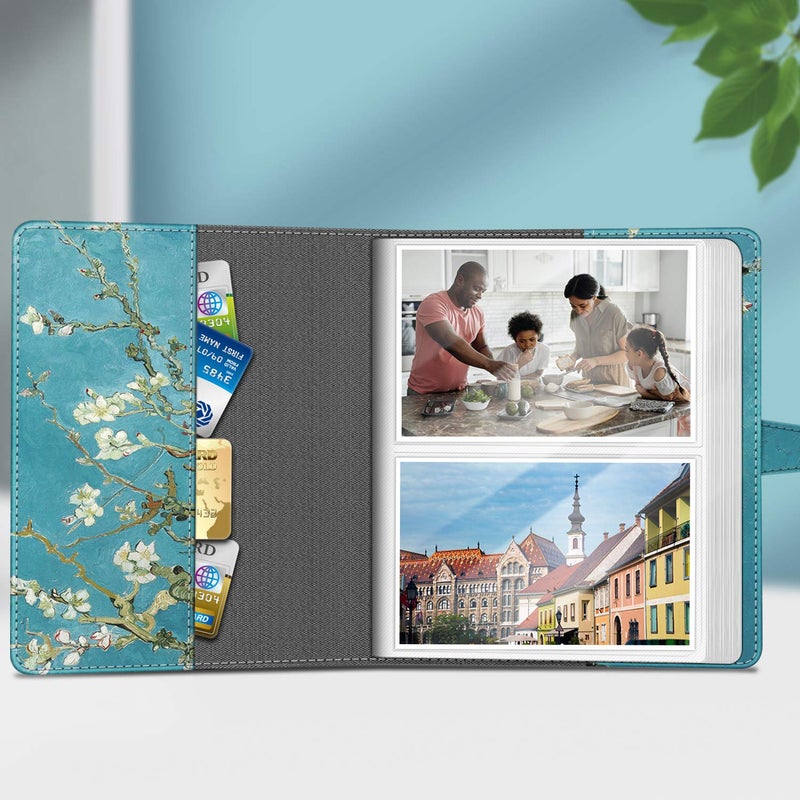 Fintie Fintie Photo Album 4x6 Photos - 112 Photos Premium Vegan Leather Cover with Snap Fastener  Portable Wallet Photo Albums (Blossom) - Image 2