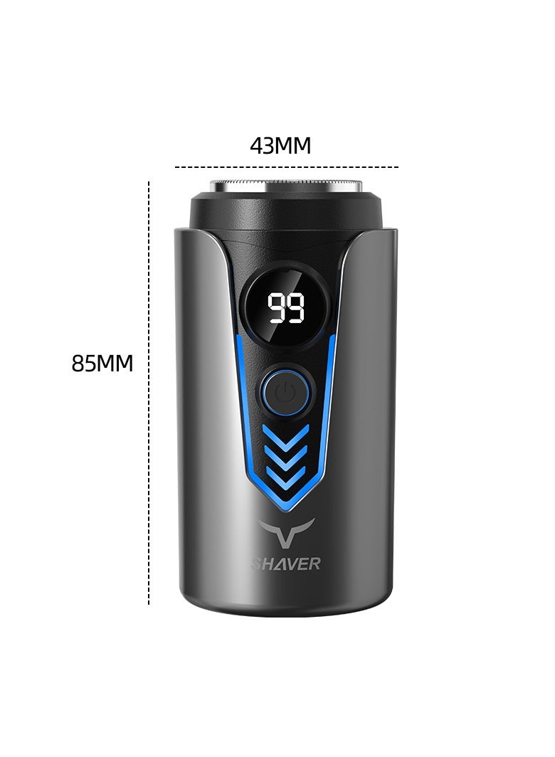 Portable Waterproof Men's Electric Shaver with LED Power Display, Mini Dual-Head Razor USB Rechargeable Washable, New Upgrade Low Noise Beard Trimmer with Dust Cover, Pocket Size Cordless Shaver for Home Travel Office（T2-Black） - Image 2