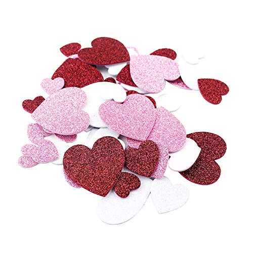 ccHuDE 180 Pcs Valentines Day Glitter Heart Foam Stickers Self Adhesive Stickers Wedding Supplies for Art Craft Mothers Day