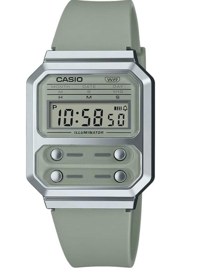 كاسيو ساعة كاسيو للجنسين بمينا رقمية شفافة وسوار من الراتنج طراز A100WEF-3ADF، أخضر، أخضر، حزام - Image 1